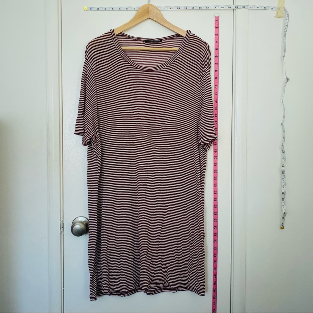 Brandy Melville Burgundy White Striped T-Shirt Mini Dress